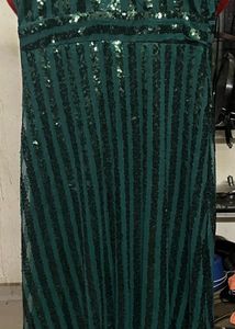 Bottle Green Party Wear Gown