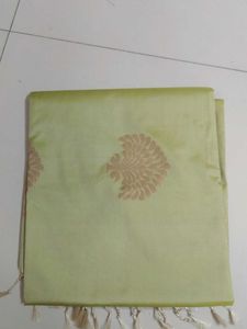 Light green borderless soft silk saree..