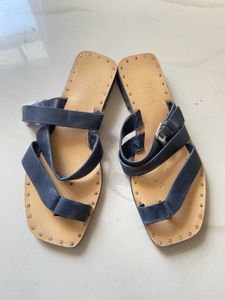 Zara Blue Leather Sandals