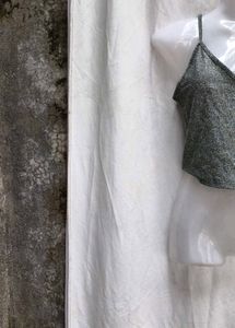 I. Gray Spaghetti Strap Crop Top