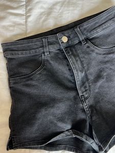 Black High Waist Denim Shorts