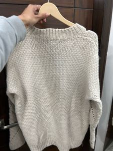 Cozy Knit Sweater with Crochet Detail