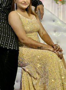 shimmer gold party wear gown ✨