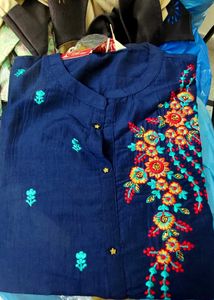 Embroidered Navy Blue Color Kurti 2xl Size &Paplum