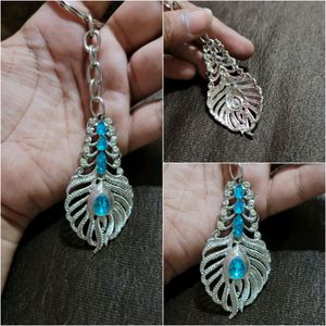 Lord Krishna Oh My God Peacock Feather Keychain