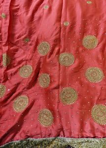 Orange-peach Stone Work Saree