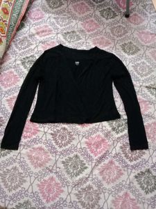 Black Long Sleeve Shrug Top