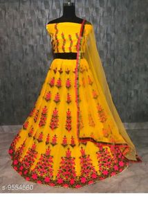 Yellow Lehenga With Stitched Blouse