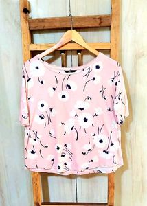 Pink Printed Cotton Top Size-38