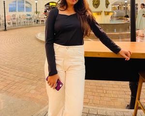 Black Square Neck Top