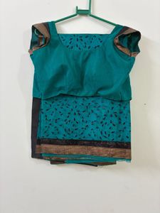 Teal &amp; Black Sari
