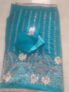 Sequins Saree With Blose And Petticot.