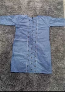 Denim Embroidered Kurta