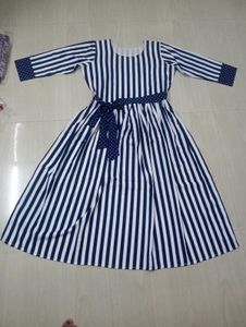 Blue And White Striped Maxi Dress -XL