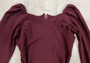 Burgundy Midi Bodycon Dress