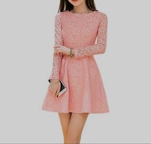 Korean pink lace dress