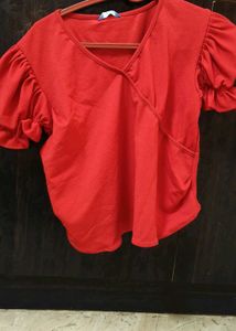 Red Puff Sleeve Top