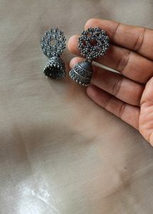 Oxidised Silver Jhumki