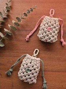 Macrame Mini Bag For Coins And Ear Bud