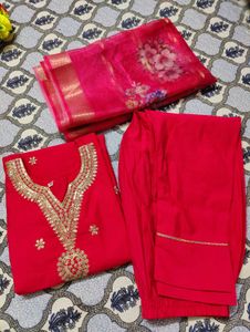 pink Embroidered Kurta Set