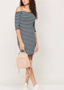 Ginger By Lifestyle Striped Off Shoulder Dress