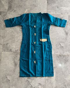 Teal Blue Cotton Kurta
