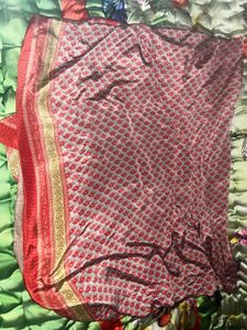 Red Paisley pure crepe saree