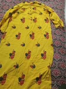 Yellow Printed Kurta