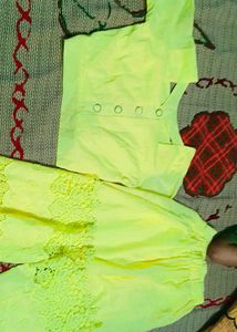 Yellow Lace short top and bottom