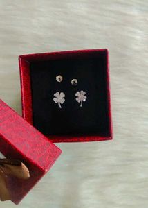 925 Clover Stud Earrings With Hallmark