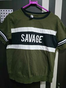 Women Round  Neck Green T Shirt.