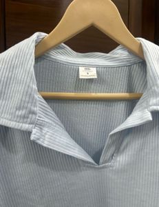 Blue Ribbed Crop Top