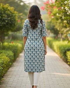 Elegant Inaia Brand Blue Printed Kurta