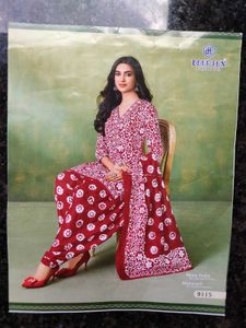 Red &amp; White Salwar Kameez Suit Material- New