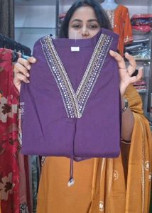 Elegant Purple Embroidered Kurta Set