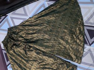 Bottle green &amp; Golden Wide leg skirt