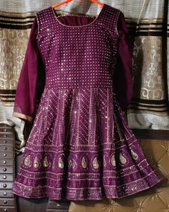 Elegant Purple Embroidered Garara With  Crop Top