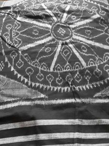 Khadi Grey Black Cotton Saree