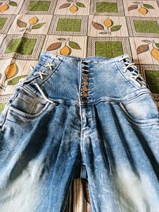 High Waist Corset Detail Jeans