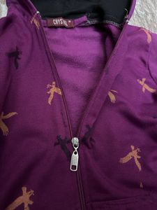 Purple Black Hooded Pretty Sweatshirt