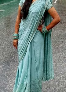 Light Blue Embellished Saree