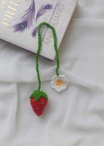 Crochet Strawberry Bookmark🍓✨