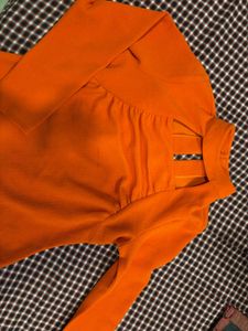 Orange halter neck top