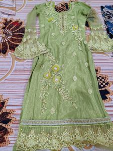 Elegant Lime Green Kurta Garara Set