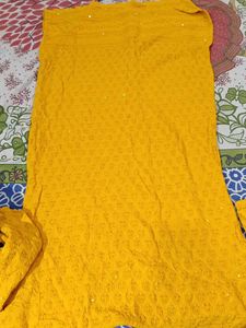 Yellow Chikankari Kurti