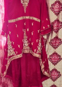 heavy Pink Embroidered anarkali with lehnga