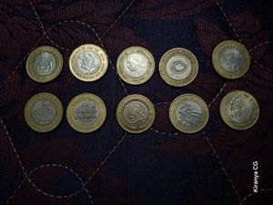 Ten Different Head 10 Rupee Coins.