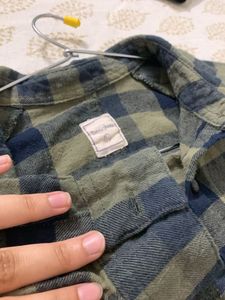 Olive- Navy Blue Checked T-shirts