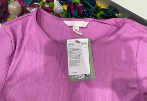 Ribbed Lilac Pink Fitted T-Shirt