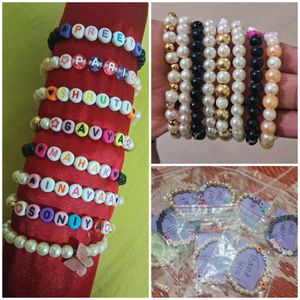 Personalized Name & Pearl Beaded Bracelets